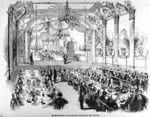 Illustrated London news :Reform banquet in the Theatre, Wellington, New Zealand [3 March 1849. From a drawing by J. H. Marriott. London, 1850]