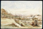 Hutton, Thomas Biddulph, 1824-1886 :[Tararua Range in distance, north west end of valley. 1861]