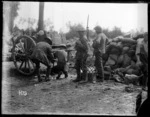 World War I soldiers filling water bottles near Ploegsteert Wood