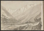 Hurt, Theodore Octavius fl 1860-1871 :Road between Canterbury & Westland, Otira River, N.Z. [Between 1865 and 1871].