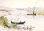Artist unknown :[Album of an officer. Boats on the Waitotara (?) River, 1865]