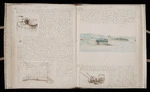 Double page diary entries - Bambridge's house in Judges Bay, Auckland