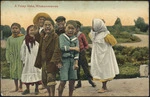 Postcard. A penny haka, Whakarewarewa. Copyright Thos Pringle, Wellington, N.Z. No. 216, G. & G. series [ca 1908]. Printed in Germany. 121636.