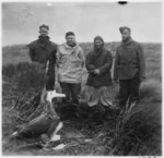 Coastwatchers on the Cape Expedition, and wandering albatross, Carnley Harbour, Auckland Islands