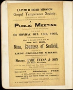 Flyer advertising a meeting of the Gospel Temperance Society