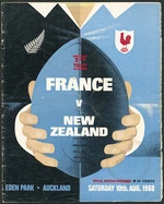 [New Zealand Rugby Football Union]: France v New Zealand. 3rd test. Eden Park, Auckland, Saturday 10th Aug[ust] 1968. Official souvenir programme [Front cover].
