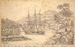 Williams, Edward Marsh, 1818-1909 :H.M.S Herald in Sylvan Cove, Stewarts [sic] Island, 1840.