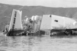 Ship Wahine on her side in Wellington Harbour, New Zealand