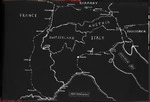 Map of Europe showing journey undertaken by Captain G Dalziel