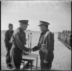General Sir Claude Auchinleck congratulating Major-General Bernard Cyril Freyberg before a parade of 6 New Zealand infantry brigade, Maadi, Egypt