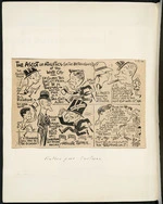 Cartoon showing Jack Lovelock and others at the British Games