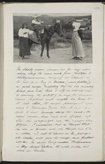 Photograph of three women and horse