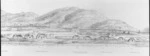 Nattrass, Luke, 1803?-1875 :City of Wellington, New Zealand. 1841. [W. Richardson lithographer from a sketch by L. Nattrass. 2nd edition]. Wellington, McKee & Gamble [ca 1890. Part three, right-hand side, first section]