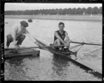 Rower Darcy Hadfield in his boat, London