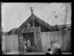 Entrance to Te Rauru meeting house, Whakarewarewa