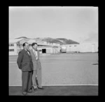D Patterson (left) and A Feslier of New Zealand National Airways Corporation (NAC), Rongotai, Wellington