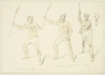 [Strutt, William] 1825-1915 :Maori war dance. Taranaki N. Z. Striking the hand on the thigh. [1855 or 1856]