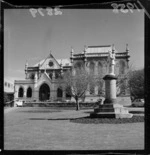 View of the Parliamentary Library and statue of John Ballance, Wellington