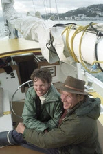 Vietnam veteran Graeme Sturgeon, and his wife Julie, who sailed across Cook Strait for a veterans' reunion - Photograph taken by Melanie Burford