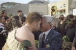 Hongi at the powhiri for Vietnam veterans, Taranaki Street Wharf, Wellington, part of Parade '98 - Photograph taken by John Nicholson