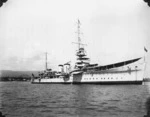 HMS Dunedin moored in Apia Harbour
