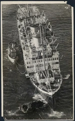 Aerial view of the `Wanganella' on Barrett's Reef, Wellington