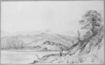 [Swainson, William] 1789-1855 :Native stockade of Pahitanui, Porirua Harbour. [ca 1847]