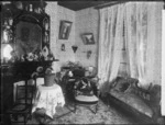 Sitting room, probably in Wanganui, possibly in a house owned by John Chown - Photograph taken by Frank James Denton