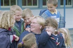 Dorothy Wood, award-winning caretaker of Ngaio School, Wellington, with pupils from her school - Photograph taken by Melanie Burford