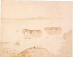 Heaphy, Charles 1820-1881 :The anchorage at Massacre Bay. Aorere mountains in the distance. [1843]