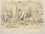 Strutt, William 1825-1915 :Underbrushing. New Zealand forest. [1855 or 1856]