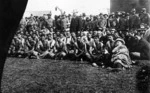 Maori soldiers, James Carroll and Richard Seddon at Papawai Pa, Greytown