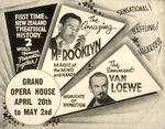 Grand Opera House: First time in New Zealand theatrical history ... 2 world famous personalities together. The Amazing Mr Rooklyn, magic of the mind and hands [and] the Eminent Van Loewe, highlights of hypnotism. Sensational! Baffling! Hilarious! Grand Opera House, April 20th to May 2nd [1953].