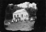Creator unknown :Photograph of children outside a building, possibly a schoolhouse at Waihi, Hauraki district