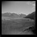 Panoramic view of Manuka Point Station and Rakaia River valley, Canterbury