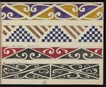 Godber, Albert Percy, 1876-1949 :[Drawings of Maori rafter patterns]. 25. 26. 27. From Te Whaiti. "Hine-nui-te-Po"; and, 28. "From Maunga-Pohatu". [1939-1947].
