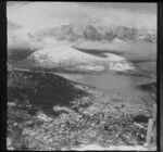 View of a snowy Queenstown and Lake Wakatipu