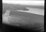 Benmore Hydrolectric dam, with Lake Benmore, and earth dam and penstocks