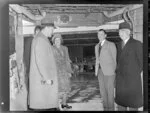 Bristol Freighter tour, Rongotai, from left are Sir Bernard Freyberg, Lady Freyberg, Captain Ellison, General Puttick