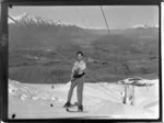 Skier using Coronet Peak rope tow