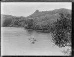 Yacht and skiff at Port Fitzroy, Great Barrier Island