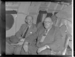 John Gamble, left, with Major Nicol on board Handley Page Hastings airplane