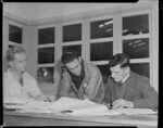 National Airways Corporation, Messrs R Rogerson (Inspector), R Elson (Engineer), R Tucker (Engineer in charge) at Harewood, Christchurch