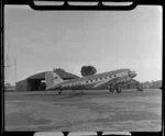 Qantas DC3, VH-EAO, at Daly Waters airport, Northern Territory, right side panorama
