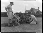 ATC [Air Training Corps] cadets at Hobsonville, Field Officer A R Webb, W L Reynolds, E Robertson, L Hitchen, G Thomas and Corporal P A Brodie