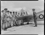 ATC [Air Training Corps] cadets at Whenuapai, receiving instruction about the Harvard aircraft