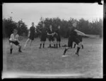 Mount Albert Grammar School boys at Rukuhia aerodrome, near Hamilton, playing softball