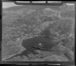 View over Lake Whakamarino and Tuai, Wairoa District, towards Kaitawa, including the hydro electric power development