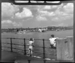 Tasman Empire Airways Ltd aircraft taking off, Mechanics Bay, Auckland