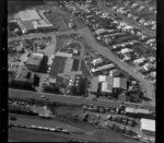 Unidentified factories in industrial area, Manukau City, Auckland, including railway yard and residential housing
